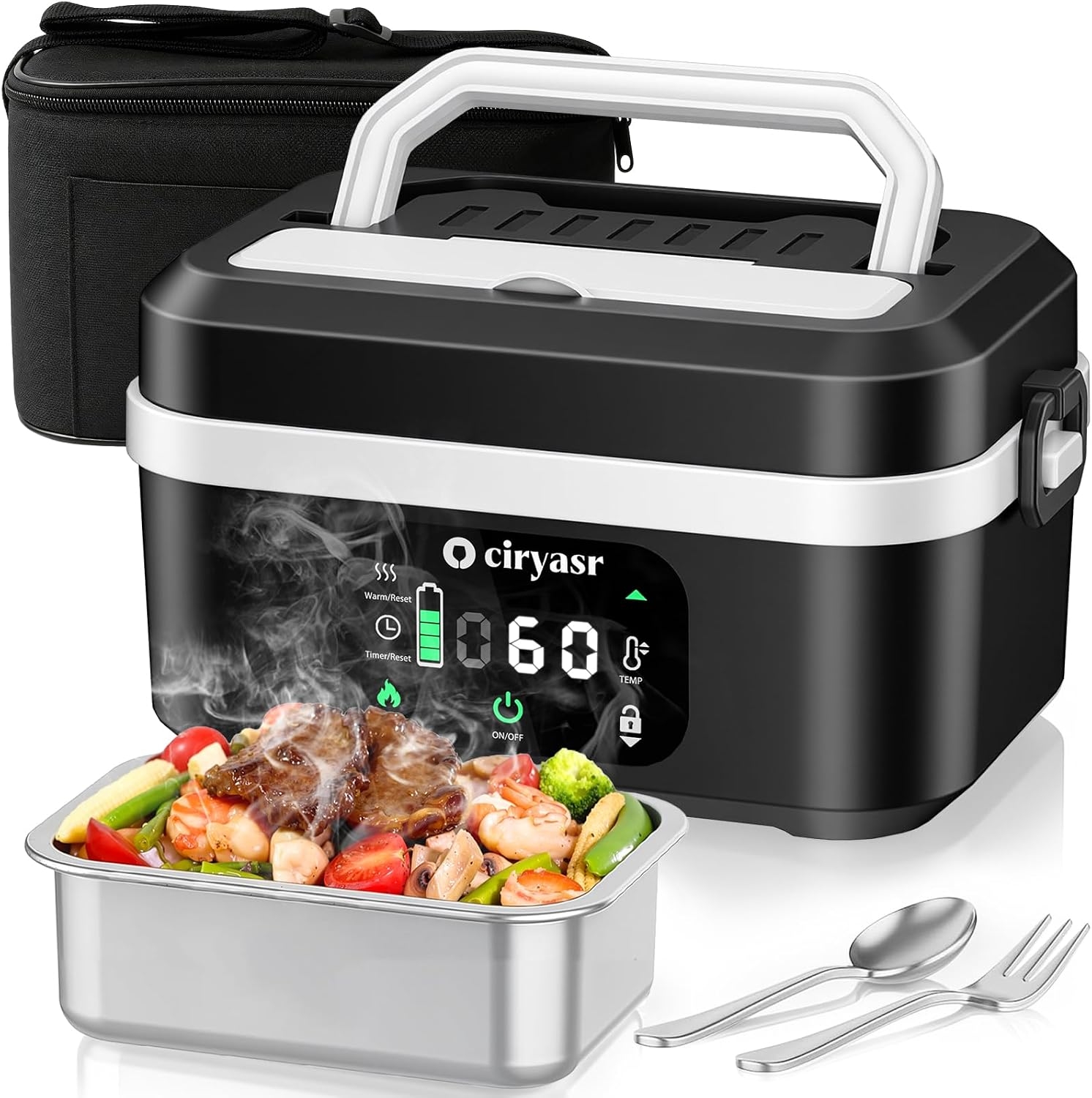 Outdoor Camping Activities - Mocny elektryczny podgrzewany lunch box, 1.35L,