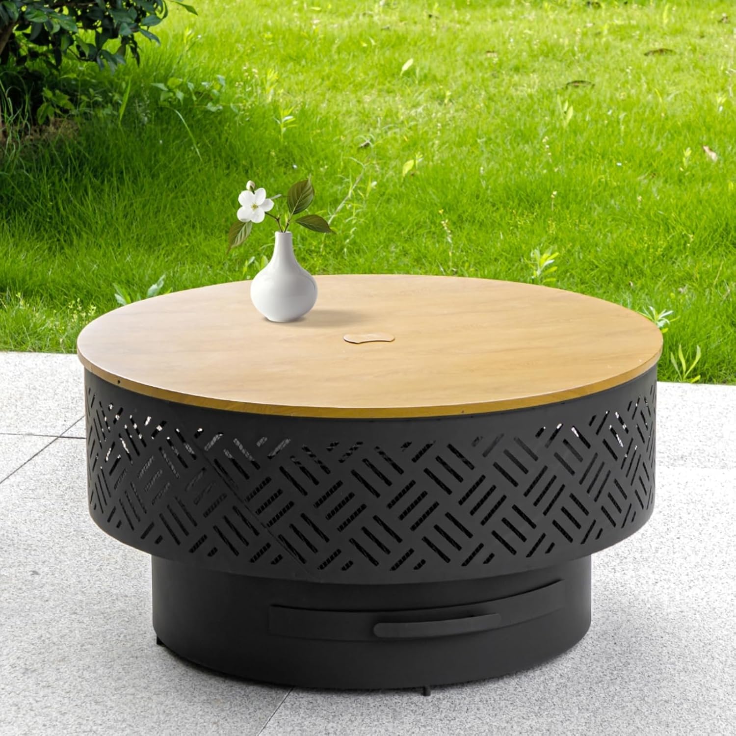 Outdoor Camping Cooking Table - Okrągły metalowy stół do palenia drewna