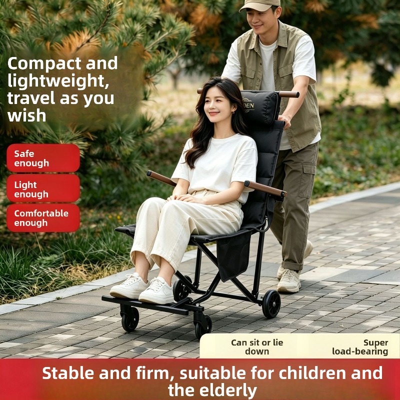 Outdoor Camping Table And Chairs - Składane krzesło na kółkach, lekkie, przenośne,