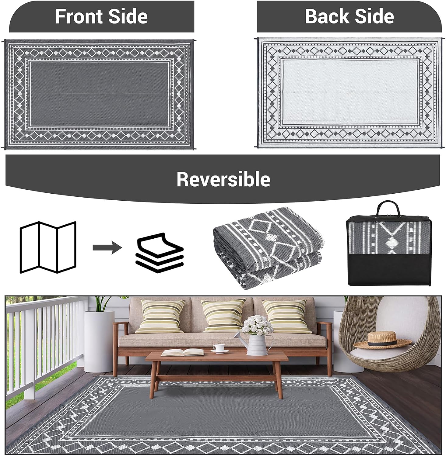 Wodoodporny, dwustronny dywan  – Outdoor Camping Rugs 9X18 recenzja i cena