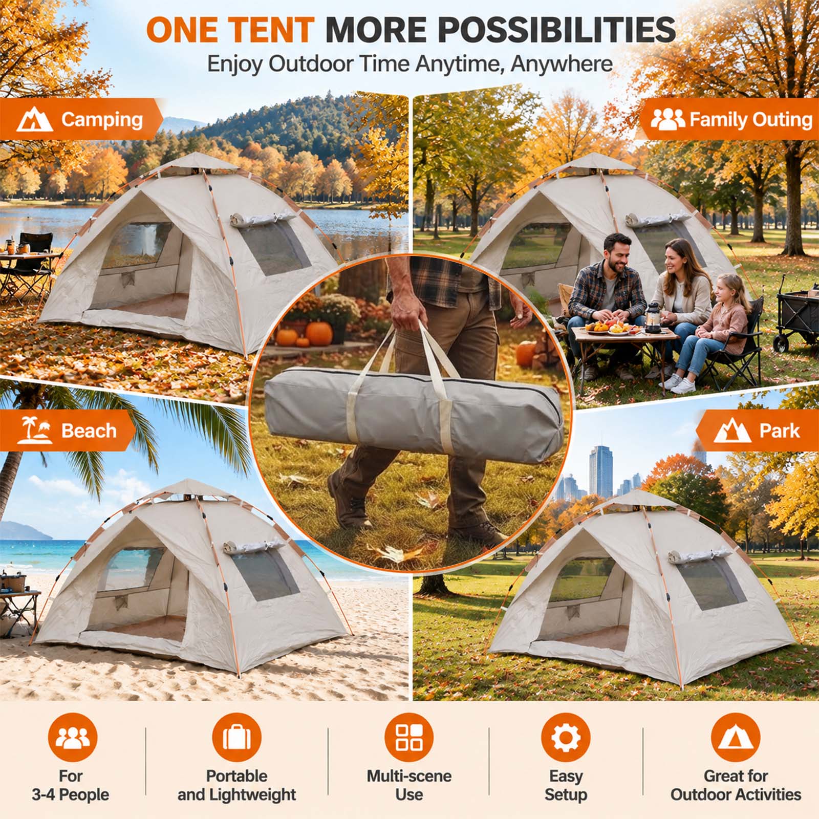 Szary namiot kempingowy typu p – Outdoor Camping Dome recenzja i cena